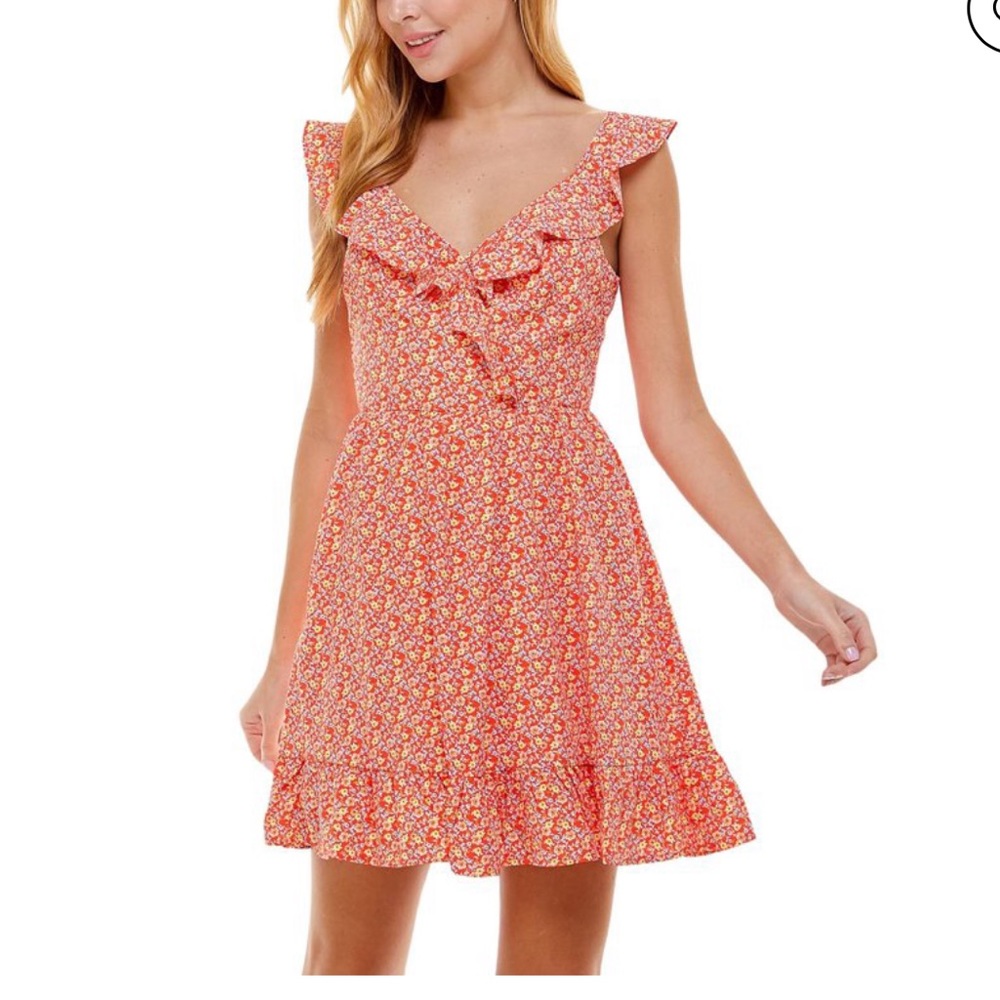 Floral Ruffled Open Back Dress Size 0